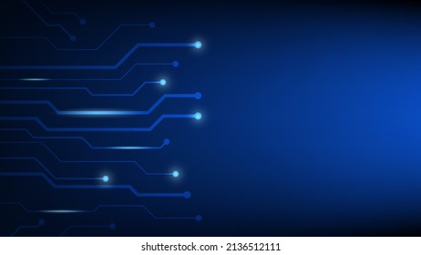High-Tech-Digital-Schalttafel. AI-Pad und elektrische Leitungen auf blauem Hintergrund mit Kopienraum verbunden. Konzeption von futuristischen Technologie-Design-Elementen. Vektorgrafik