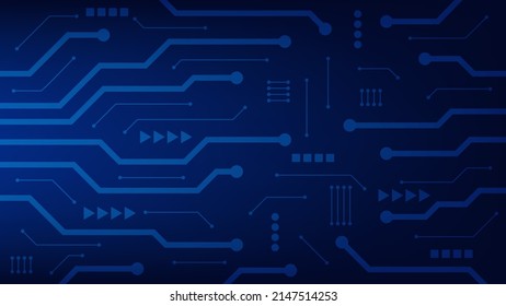 Hi-tech digital circuit board. AI pad and electrical lines connected on blue lighting background. futuristic technology design element concept. vector illustration
