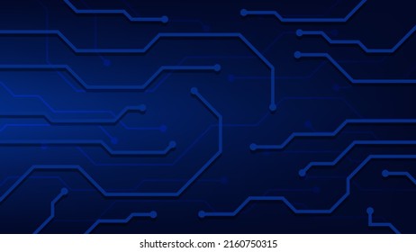 Hi-tech digital circuit board. AI pad and electrical lines connected on blue lighting background. futuristic technology design element concept