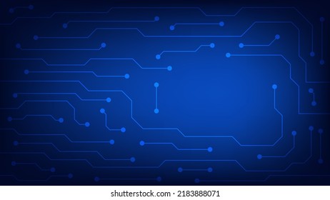 Tarjeta de circuito digital de alta tecnología. Almohadilla de IA y líneas eléctricas conectadas con fondo de iluminación azul. concepto de elemento de diseño de tecnología futurista