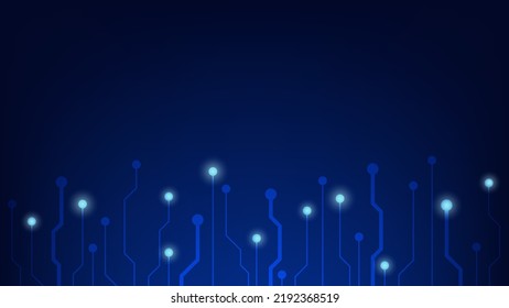 High-Tech-Digital-Schalttafel. AI-Pad und elektrische Leitungen auf blauem Hintergrund. Konzept des futuristischen Technologiedesigns