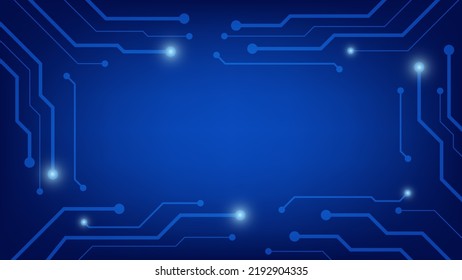 Hi-tech digital circuit board. AI pad and electrical lines connected on blue lighting background. futuristic technology design element concept