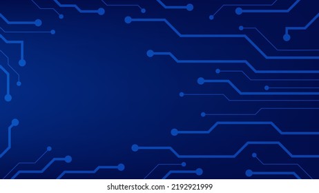 Hi-tech digital circuit board. AI pad and electrical lines connected on blue lighting background. futuristic technology design element concept