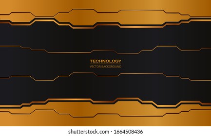 Hi-tech digital dark iron abstract background.Black and orange abstract metallic frame layout design innovation technology concept background.