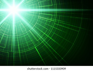 Hi-tech Digital Light on Green Background,future and technology Concept design,Vector illustration.