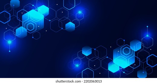 Hi-tech digital modern creative blue dynamic gradient color in business futuristic hexagon illustration background