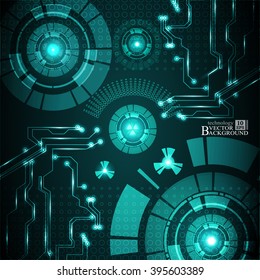 Hi-tech digital technology concept. Abstract futuristic green color background. Vector illustration.