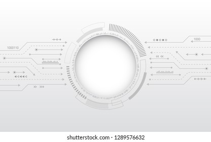 Hi-tech Digital Technology Concept. Illustration High Computer Technology On Grey Background.  Abstract Futuristic Circuit Board.