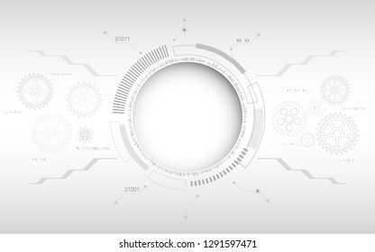 Hi-tech digital technology concept. Illustration high computer technology on grey background.  Abstract futuristic circuit board.