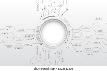 Hi-tech Digital Technology Concept. Illustration High Computer Technology On Grey Background.  Abstract Futuristic Circuit Board.