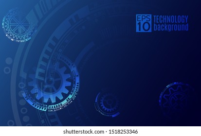 Hi-tech digital technology concept. Illustration high computer technology on blue background. Abstract futuristic design.