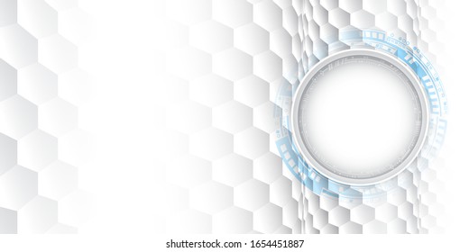 Hi-tech digital technology concept. Illustration high computer technology on the grey hexagon background. Abstract futuristic vector illustration.