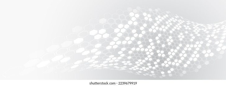 Hi-tech digital technology and engineering concept. Wide Sci fi template with polygons. Abstract hexagons science on the white background.