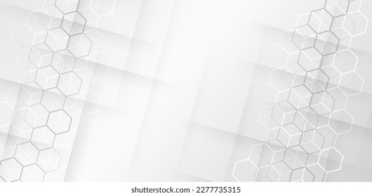 Hi-tech digital technology and engineering concept. Wide Sci fi template with polygons. Abstract hexagons science on the white background.