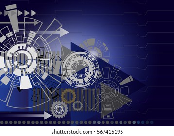 Hi-tech digital technology and engineering with gear wheel on circuit board, digital telecoms technology concept,Abstract futuristic-technology on blue color background, Vector illustration colorful. 