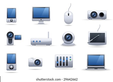 Hi-tech equipment icon set