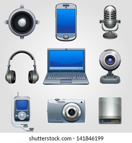 Hi-tech equipment icon set. Technology device electronics. Eps 10.