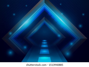 Hi-tech Future world digital concept. abstract technology background. 
square design with Neon light.