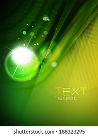 Hi-tech futuristic abstract blurred flares and green colors