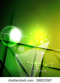 Hi-tech futuristic abstract blurred flares and green colors