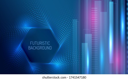 Hi-tech Futuristic blue background. Technology innovation design concept.
