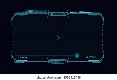 Hi-tech Futuristic Desktop Video player, modern digital Video player for the web templates. New Media Player interface. Ui, ux hi-tech skin web design for online movie multimedia content. Vector