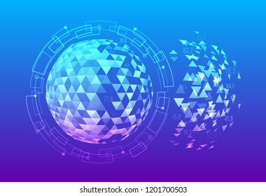 Hi-tech futuristic techno background, hexagon shapes and dots. Technology connection, big data, dotted structure.
