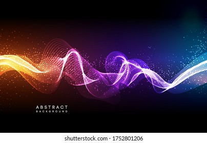 Hi-tech futuristic techno background, neon shapes and dots. Technology connection, big data, dotted structure