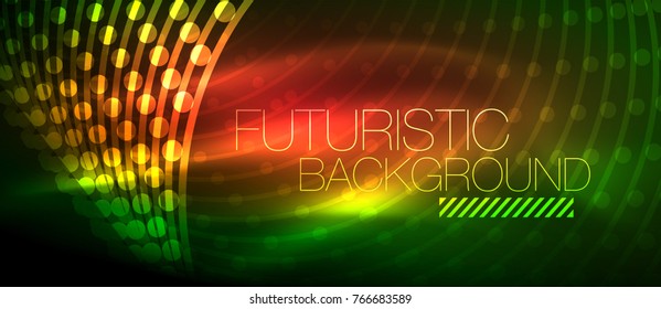 Hi-tech futuristic techno background, neon shapes and dots. Technology connection, big data, dotted structure