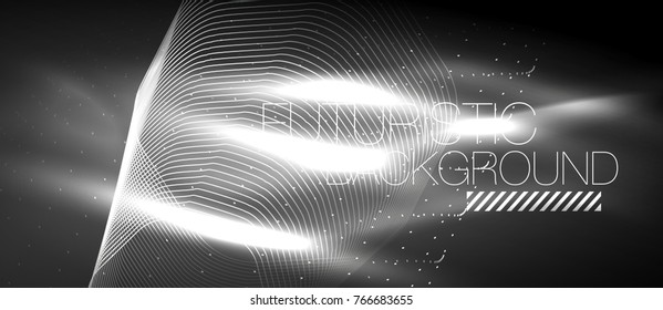 Hi-tech futuristic techno background, neon shapes and dots. Technology connection, big data, dotted structure