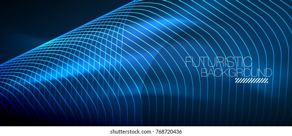 Fondo tecnológico futurista de alta tecnología, formas de neón y puntos. Conexión tecnológica, big data, estructura de puntos. Color azul
