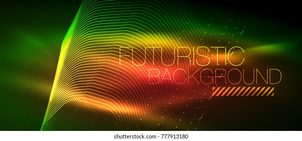 Hi-tech futuristic techno background, neon shapes and dots. Technology connection, big data, dotted structure