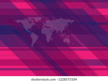 Hi-tech geometric abstract background with world map. Vector design