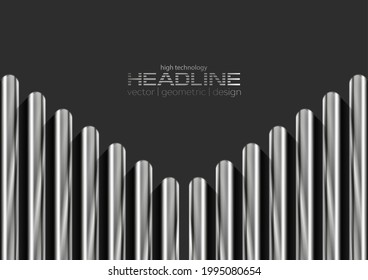 Hightech-geometrische chrome metallische Streifen abstrakter Hintergrund. Vektordesign