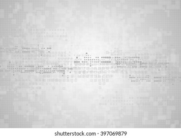 Hi-tech geometric grey abstract background. Vector graphic technology design with squares and circles