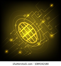 Hi-tech golden digital technology concept, stock vector