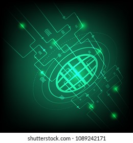 Hi-tech green digital technology concept, stock vector