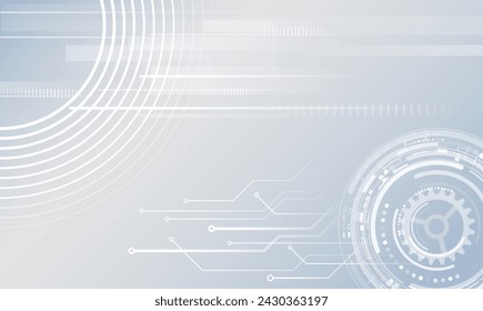 Hi-tech grey background with various technology elements. Vector illustration of circuit board and circles. Abstract futuristic communication. 