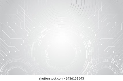 Hi-tech grey background with various technology elements. vector illustration of circles and lines with shadows. Abstract futuristic communication.