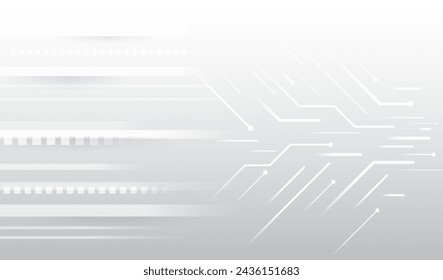 Fondo gris de alta tecnología con varios elementos de tecnología. Ilustración vectorial de placa de circuito y cuadrados. Comunicación futurista abstracta. 