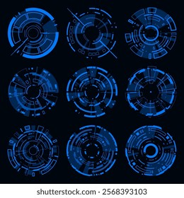 Hi-tech HUD interface futuristic cyberpunk style design element.