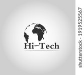 Hi-tech icon. Single high quality outline symbol for web design or mobile app. Thin line sign for design logo. Globe on grey background