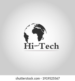 Hi-tech icon. Single high quality outline symbol for web design or mobile app. Thin line sign for design logo. Globe on grey background