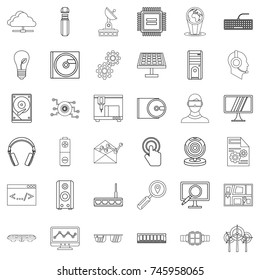 Hitech Icons Set. Outline Style Of 36 Hitech Vector Icons For Web Isolated On White Background