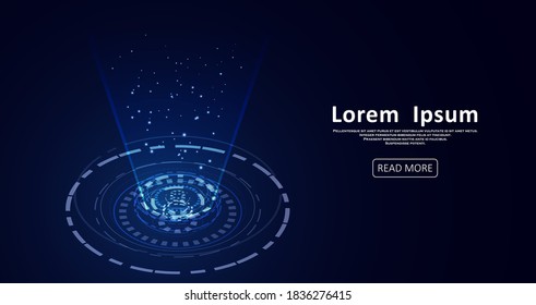 Hi-tech Illustration of digital technology. Concept of big data processing center. Graphic concept for your design.
