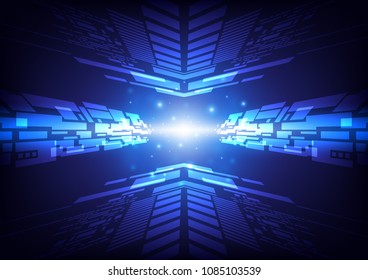 Hi-tech interface with the light set in the middle, Technology abstract, sci-fi and communication concept, Vector illustration background.