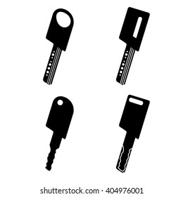 Hi-tech keys Vector Illustration. Set of modern key, latchkey, opener icons
