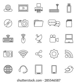 Hi-tech line icons on white background, stock vector