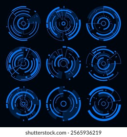 Hi-tech loading HUD futuristic cyberpunk style design element.