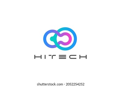 High-Tech Logo DNA Molecule Technologie Abstrakte Design Vektorvorlage. Medicine Science High Tech Nanotechnologie Logotype Konzept Symbol.